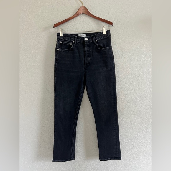 AGOLDE Riley High Rise Straight Crop in Black Pepper. Size 27 - Picture 2 of 10